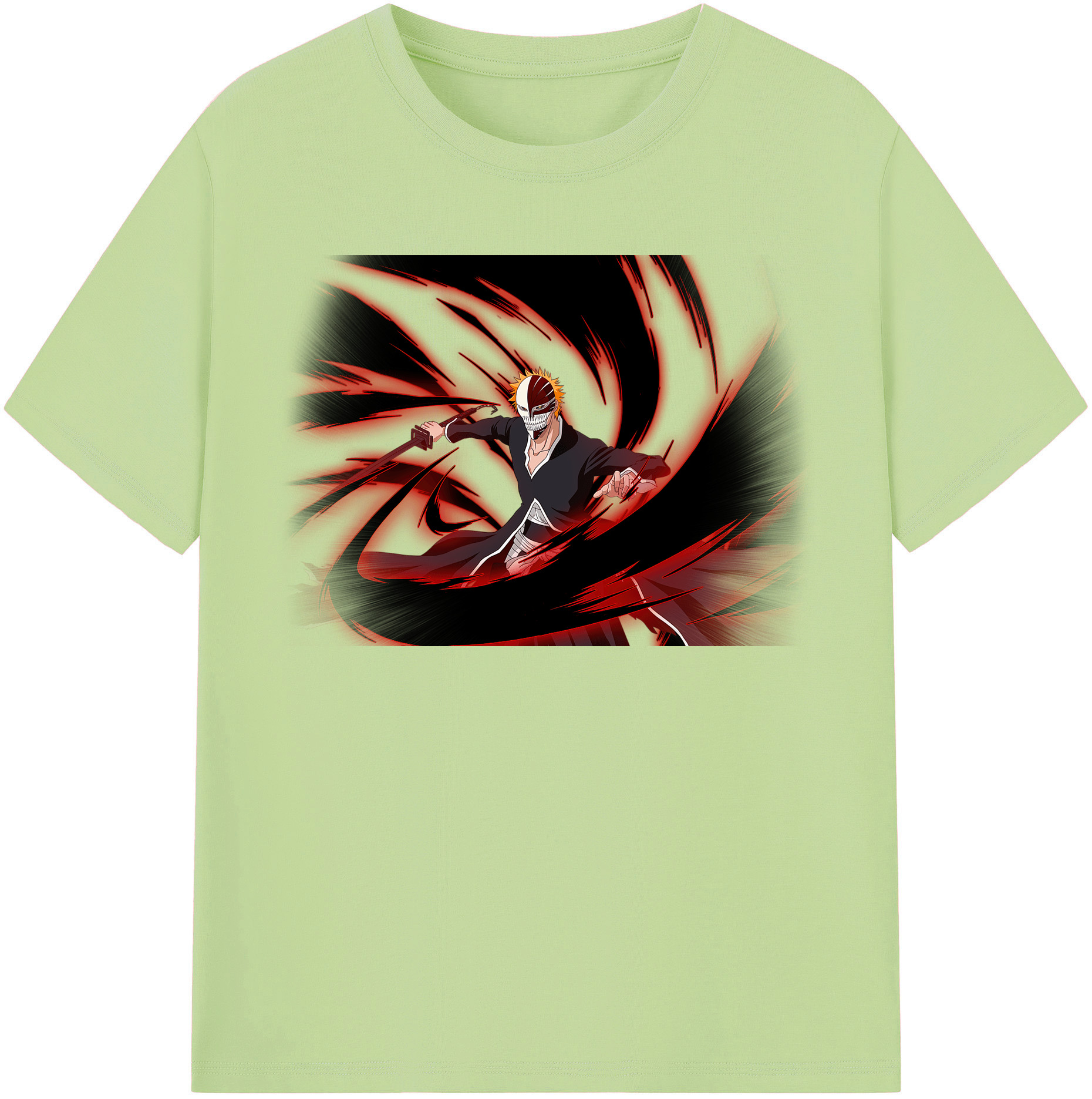 （画像用） ブリーチ 黒崎一護（くろさき いちご）BLEACH Kurosaki Ichigo 綿100％半袖Tシャツ（フロントプリント）